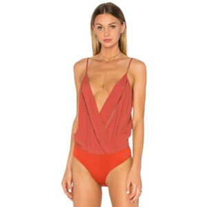 Lovers + Friends Vision Cami Bodysuit in Rust size.XS